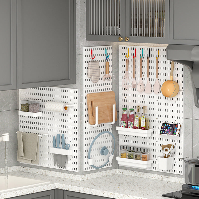 Wall-Mounted Storage Rack with Hooks for Home Use