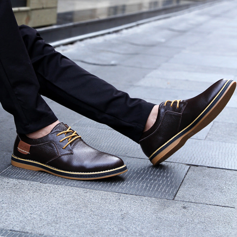 Men's Casual Leather Shoes - Genuine Cowhide Business Wear