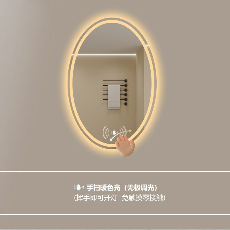 Smart LED Oval Bathroom Mirror with Anti-Fog Lighting