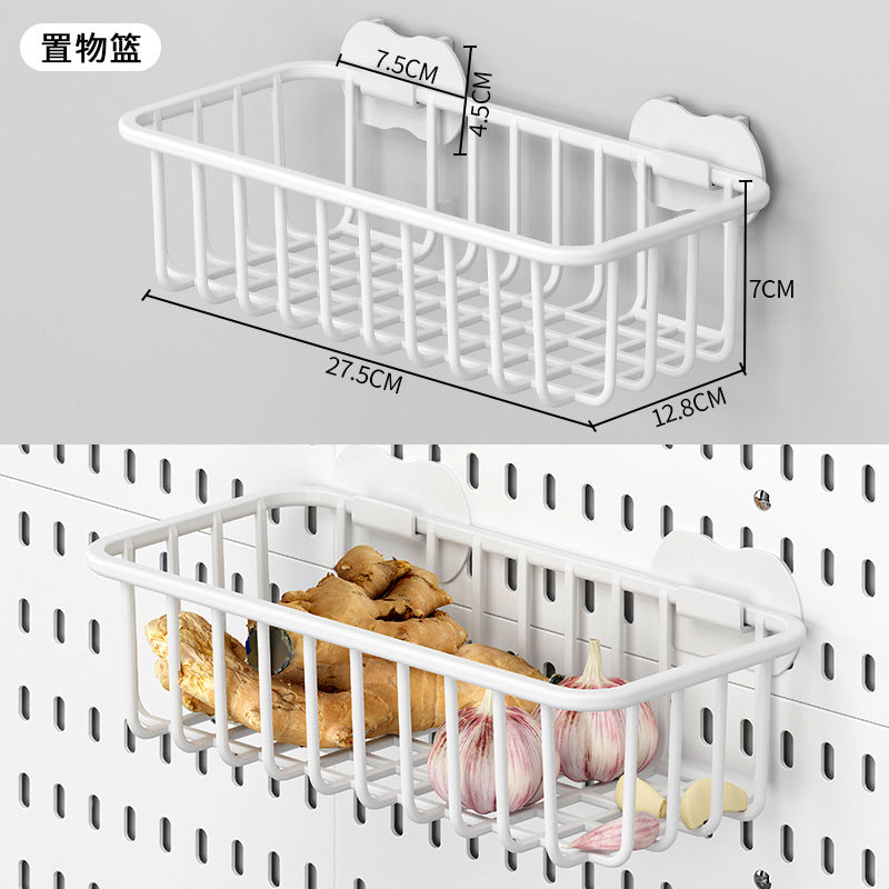 Wall-Mounted Storage Rack with Hooks for Home Use
