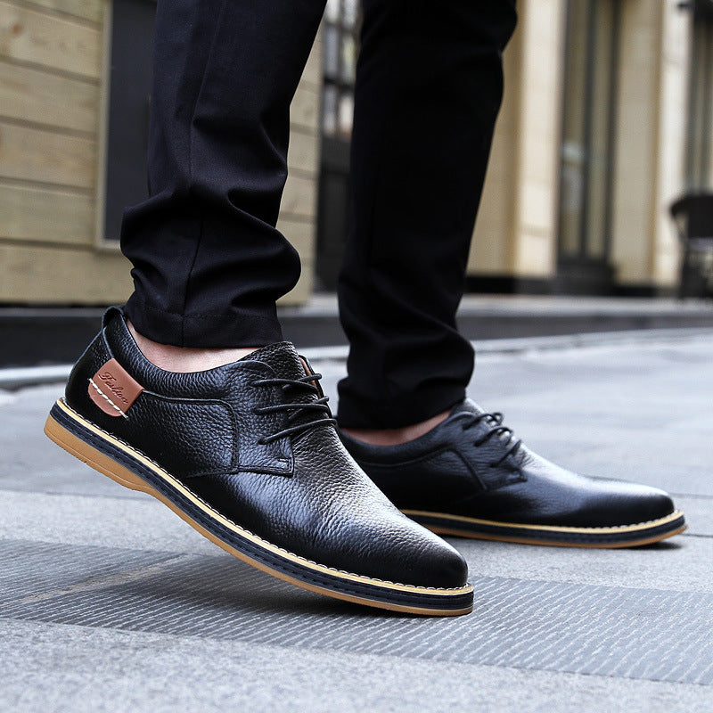 Men's Casual Leather Shoes - Genuine Cowhide Business Wear