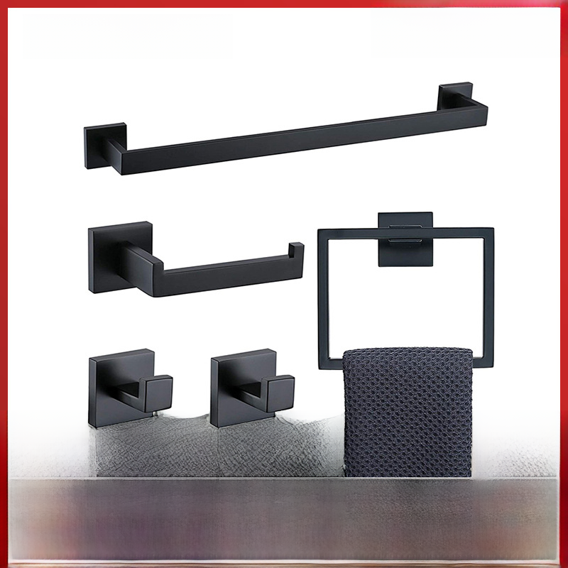304 Stainless Steel Towel Bar Set with Hooks and Rings