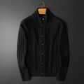 Men's Button Cardigan Coat - Solid Color Knitted Sweater