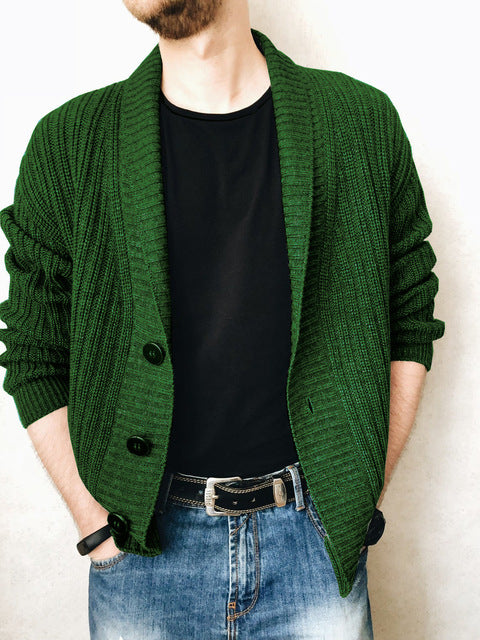 Men's Cashmere Wool Button Cardigan for Autumn Winter
