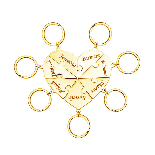 Fashionable Engraved Heart Necklace Set with Keychains