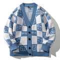 Men's Plaid Knitted Cardigan Sweater - Loose Fit Coat