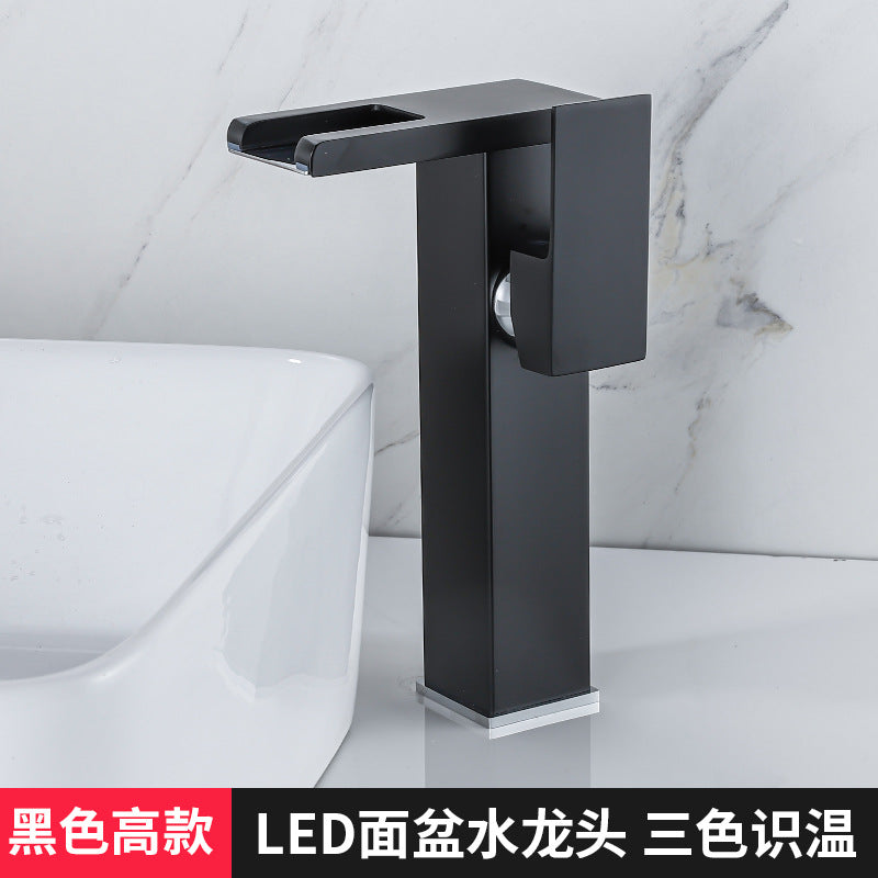 Black Waterfall Hot and Cold Basin Faucet for Bathroom