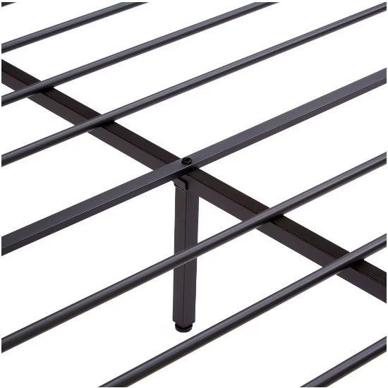 Full Size Metal Platform Bed Frame With Wooden Headboard And Footboard With USB LINER Box Spring Needed