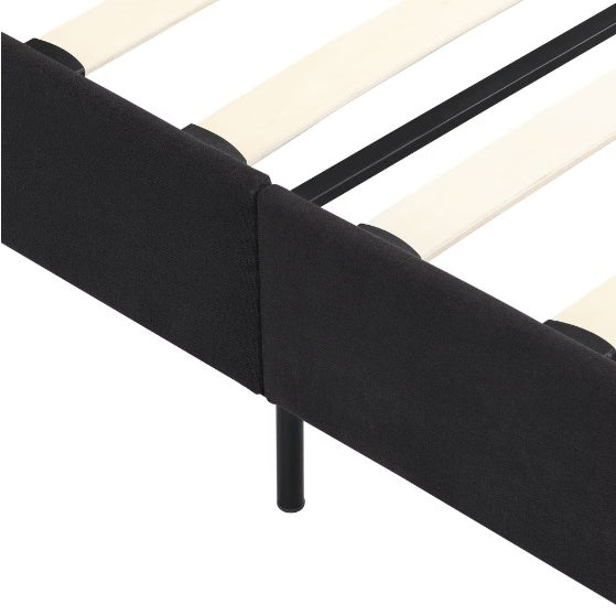 Upholstered Platform Bed Frame With Linen Headboard