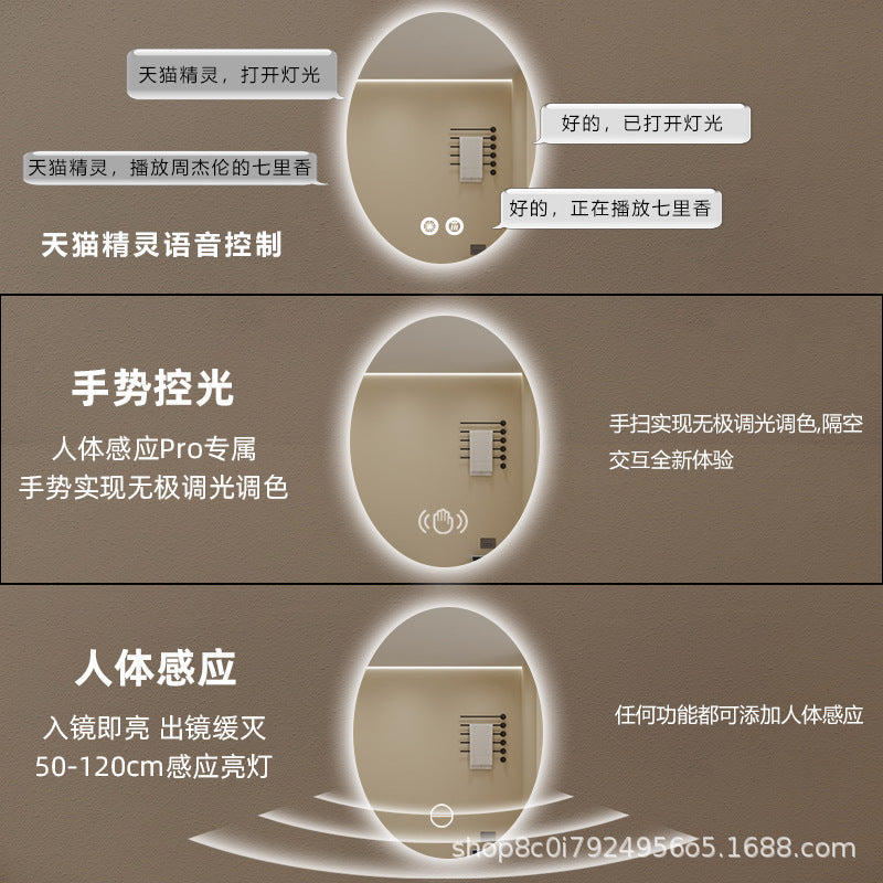 Smart LED Oval Bathroom Mirror with Anti-Fog Lighting
