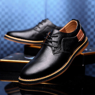 Men's Casual Leather Shoes - Genuine Cowhide Business Wear