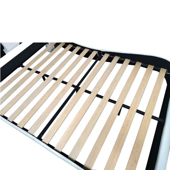 Faux Leather Upholstered Platform Bed Frame With LED Lighting, Bluetooth Connection To Play Music Control, Backrest Vibrating Massage Table Frame