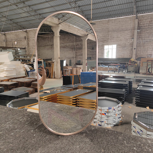 Aluminum Framed Oval Wall-Mounted Bathroom Mirror