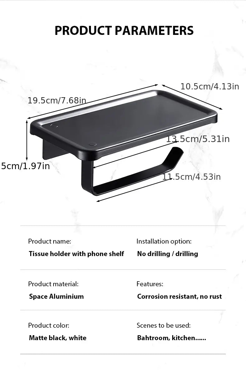 Space Aluminum Bathroom Towel and Toilet Paper Holder