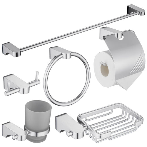 Aluminum Bathroom Accessory Set with Towel Rack and Hooks
