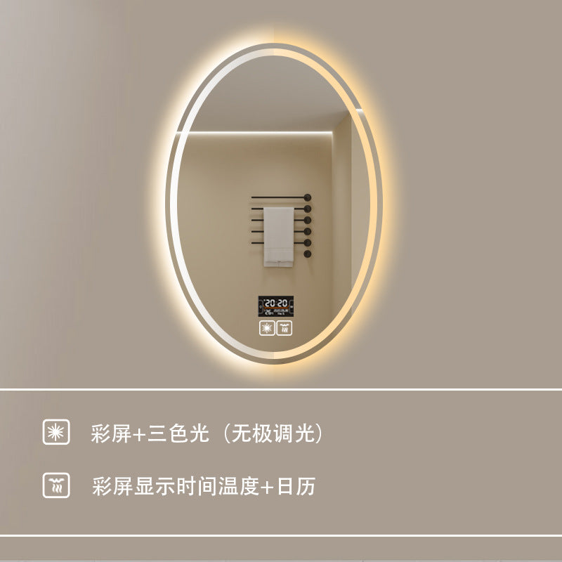 Smart LED Oval Bathroom Mirror with Anti-Fog Lighting
