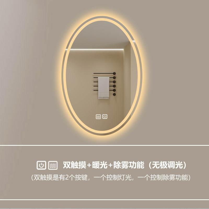 Smart LED Oval Bathroom Mirror with Anti-Fog Lighting