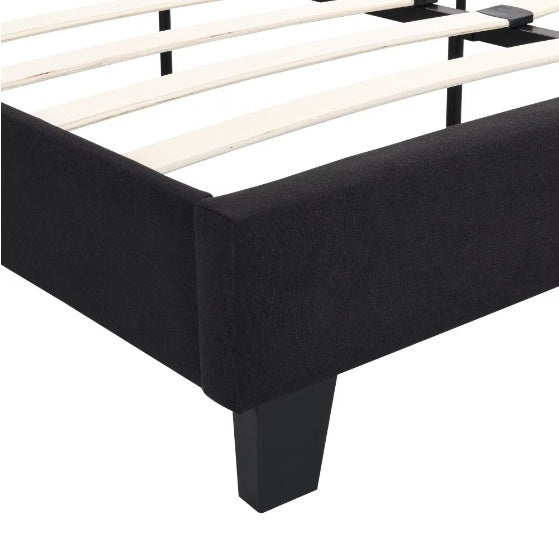 Upholstered Platform Bed Frame With Linen Headboard