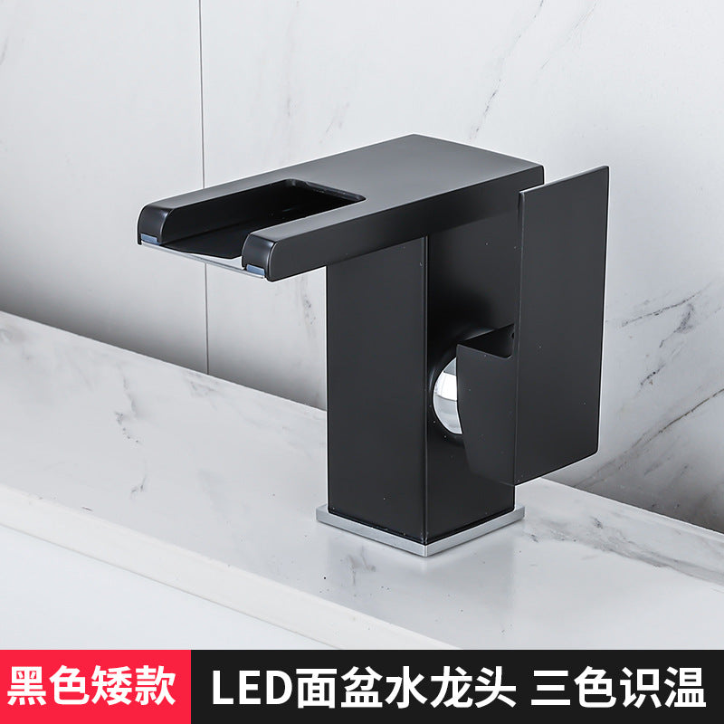 Black Waterfall Hot and Cold Basin Faucet for Bathroom