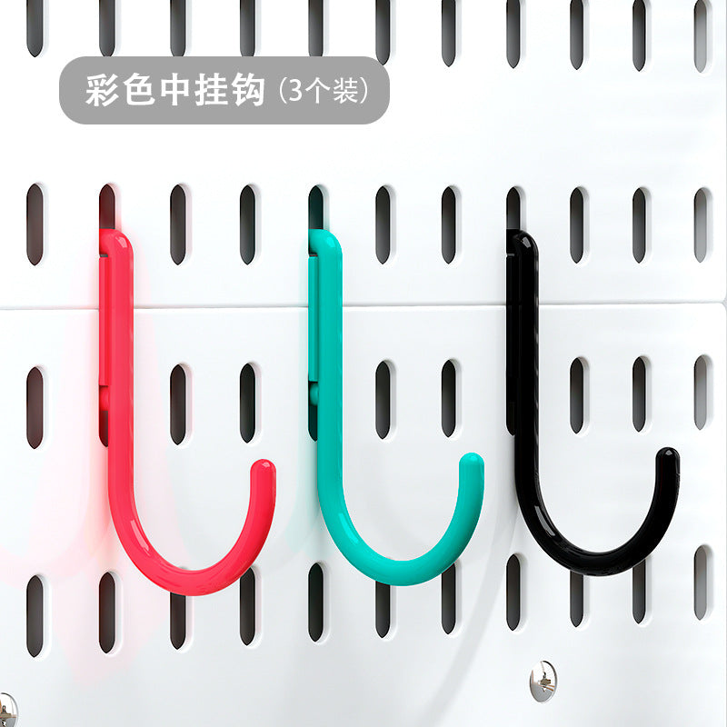 Wall-Mounted Storage Rack with Hooks for Home Use