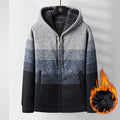 Hooded Men's Fleece Striped Cardigan Winter Jacket
