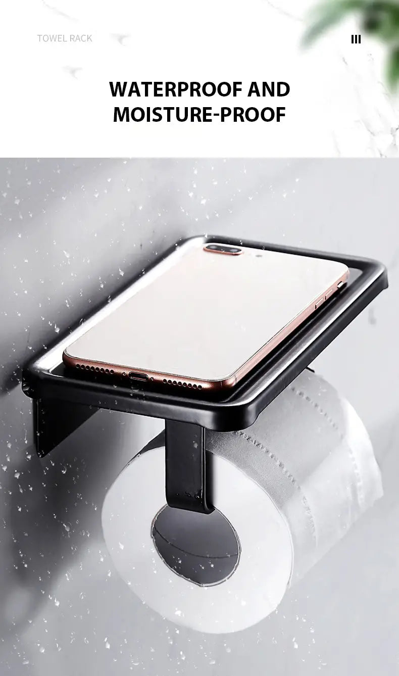 Space Aluminum Bathroom Towel and Toilet Paper Holder