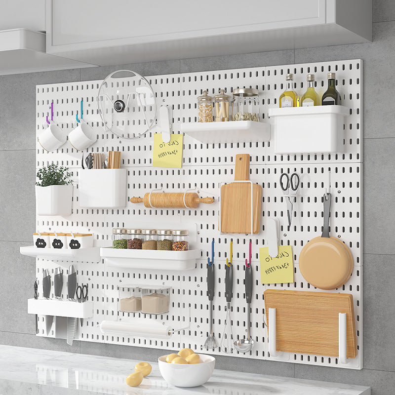 Wall-Mounted Storage Rack with Hooks for Home Use