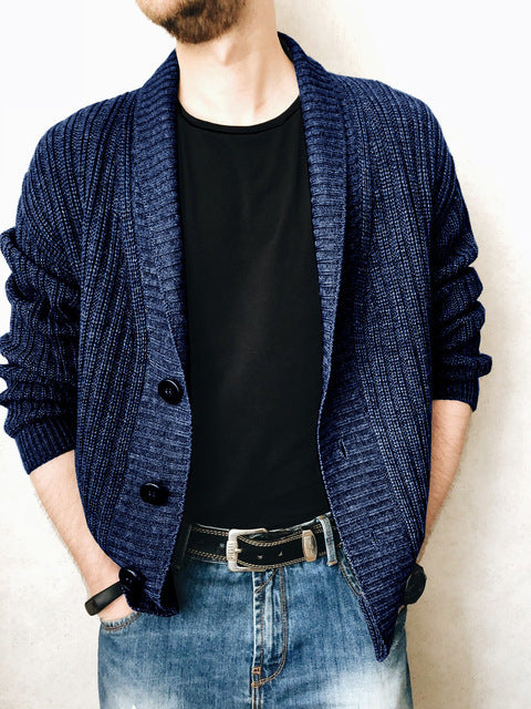 Men's Cashmere Wool Button Cardigan for Autumn Winter
