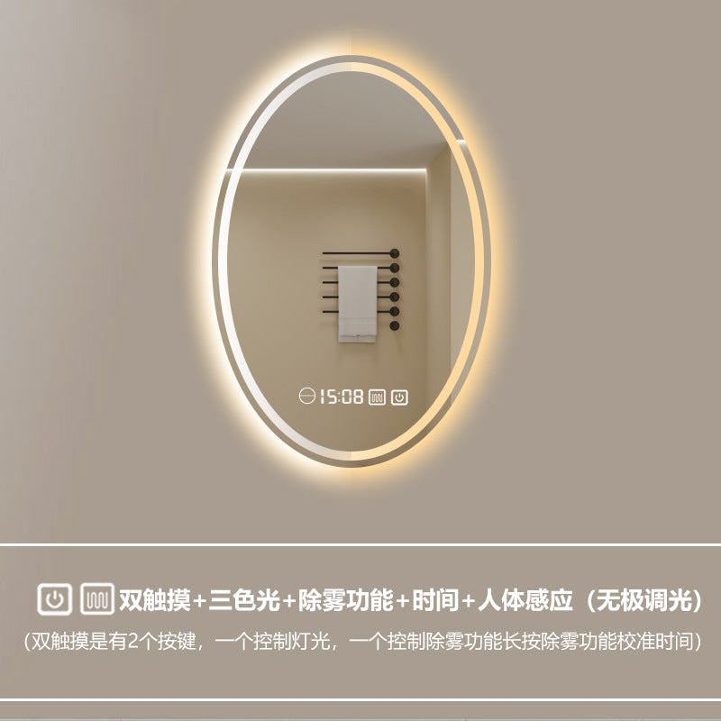 Smart LED Oval Bathroom Mirror with Anti-Fog Lighting