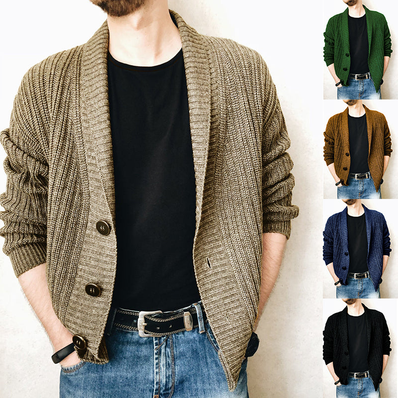 Men's Cashmere Wool Button Cardigan for Autumn Winter