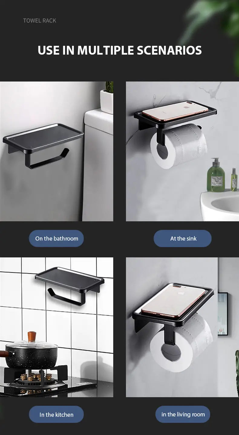 Space Aluminum Bathroom Towel and Toilet Paper Holder
