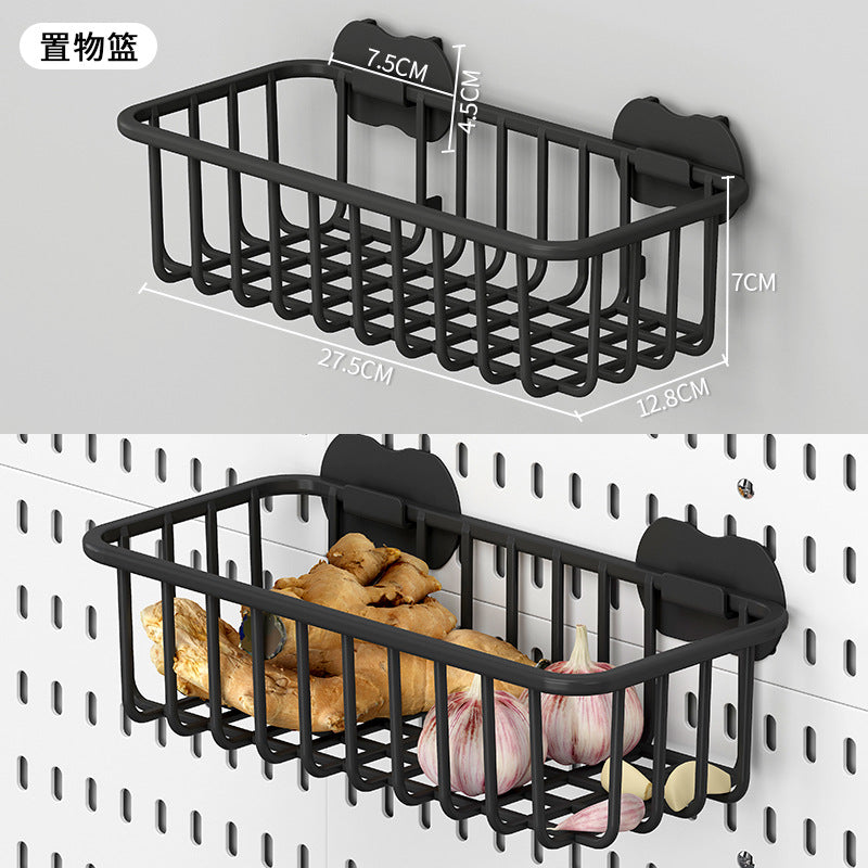Wall-Mounted Storage Rack with Hooks for Home Use