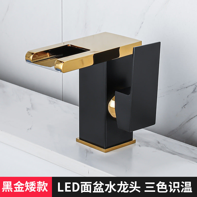 Black Waterfall Hot and Cold Basin Faucet for Bathroom