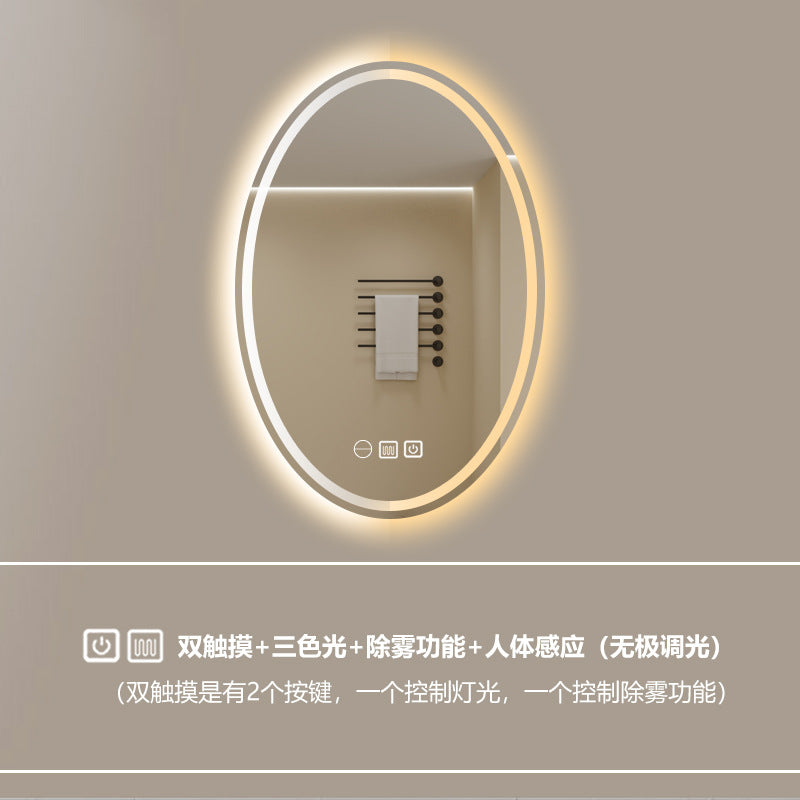 Smart LED Oval Bathroom Mirror with Anti-Fog Lighting