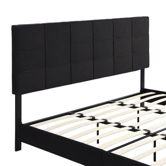 Upholstered Platform Bed Frame With Linen Headboard