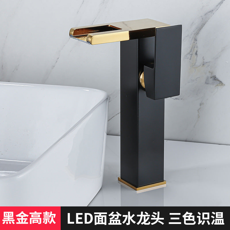 Black Waterfall Hot and Cold Basin Faucet for Bathroom