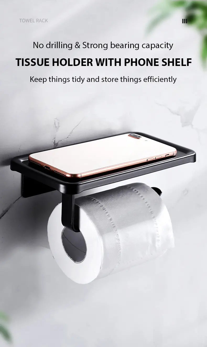 Space Aluminum Bathroom Towel and Toilet Paper Holder